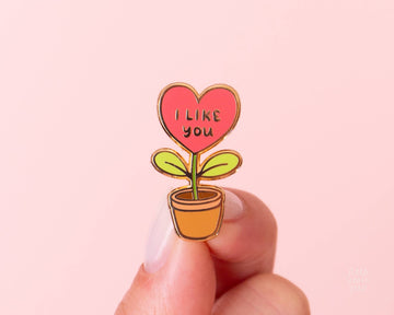 Little Woman Goods - I Like You Enamel Pin- Cute Heart Plant Design, Self Love