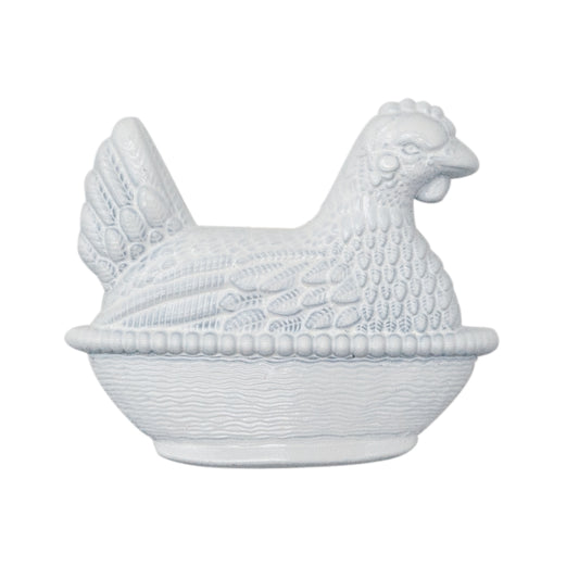 Antique Chicken Dish Pin - White