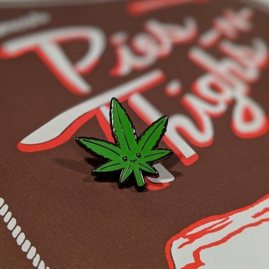 Stoned looking pot leaf in pin form!