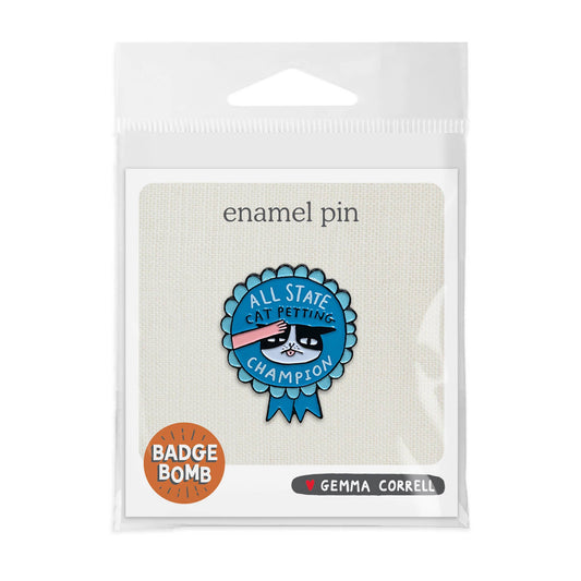 Badge Bomb - All State Cat Petting Champion Enamel Pin