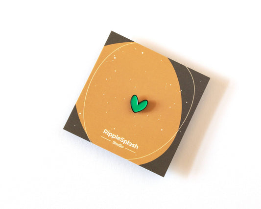 RippleSplash Studio - Green Heart Enamel Pin