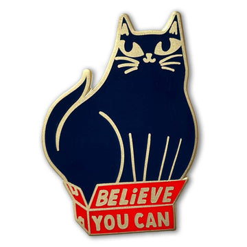 Badge Bomb - Believe You Can Black Cat Enamel Pin