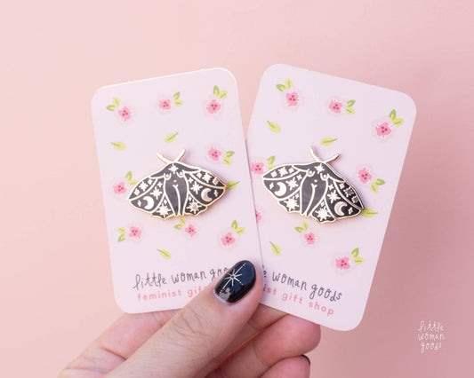 Little Woman Goods - Celestial Moth Girl Enamel Pin
