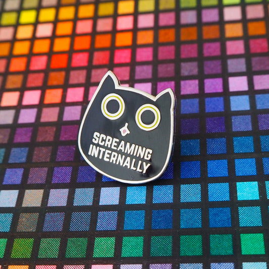 Hand Over Your Fairy Cakes - Screaming Internally Cat Enamel Pin