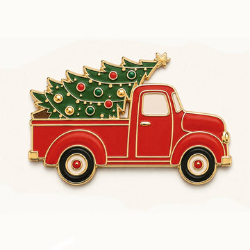 Happily Plants - Christmas Tree Truck Pin, Christmas Pin