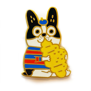 Badge Bomb - Croissant Beret Dog Enamel Pin