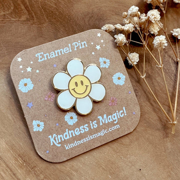 Kindness is Magic - Smiley Daisy Enamel Pin