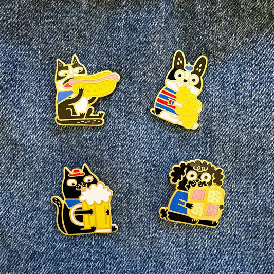 Badge Bomb - Croissant Beret Dog Enamel Pin