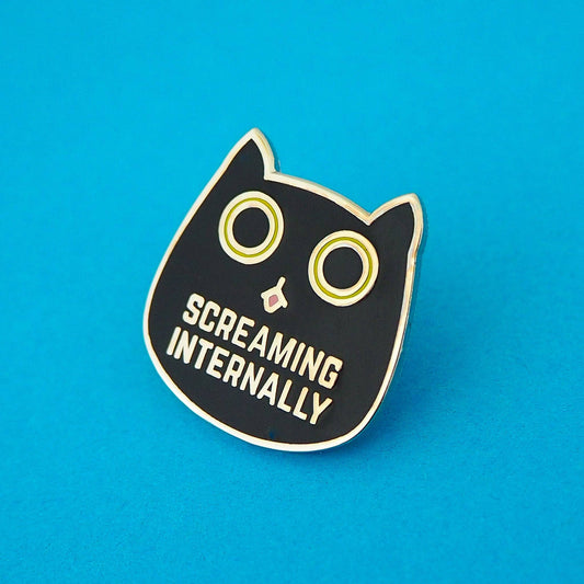 Hand Over Your Fairy Cakes - Screaming Internally Cat Enamel Pin