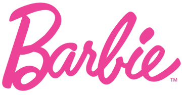 Pink Barbie logo on white