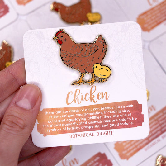 Botanical Bright - Chicken & Chick Enamel Pin