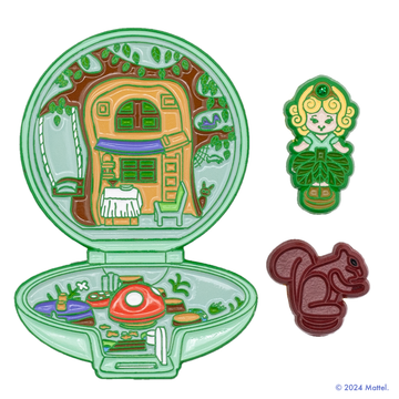 Polly Pocket™  Woodland Realm Pin with Magnetic Fairy Polly and Nibbles the Squirrel (SDCC)