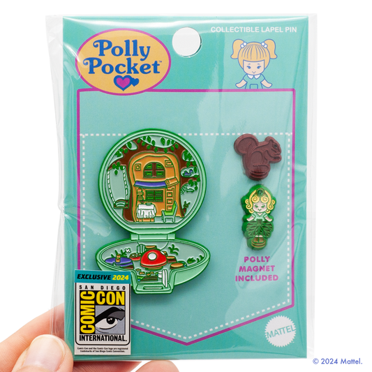 Polly Pocket™  Woodland Realm Pin with Magnetic Fairy Polly and Nibbles the Squirrel (SDCC)