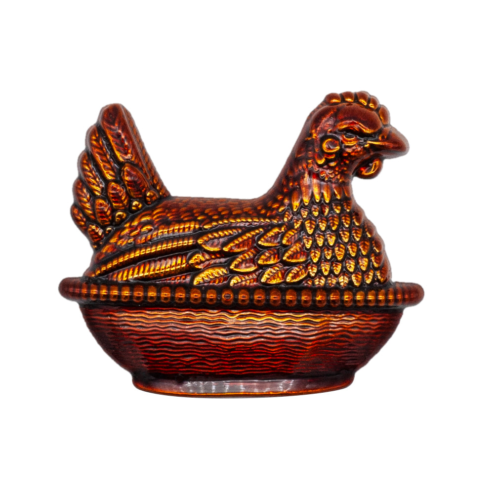 Antique Chicken Dish Pin - Amber