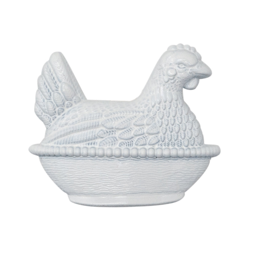 Antique Chicken Dish Pin - White