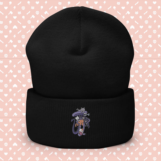 Team Cats Alien Embroidered Cuffed Beanie