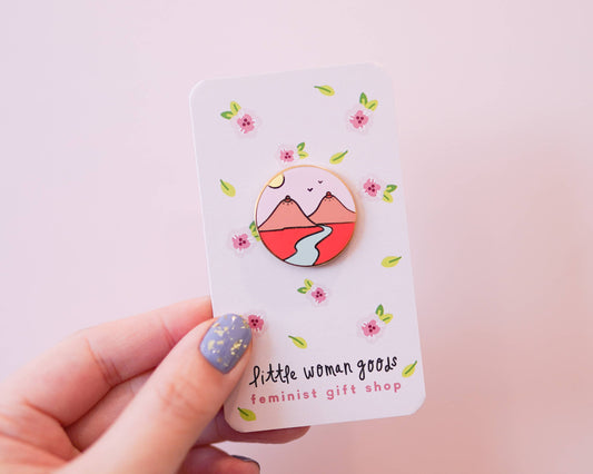 Little Woman Goods - Boob Mountains Enamel Pin- Cute Landscape Boob Art