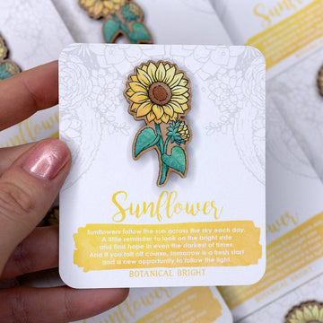 Botanical Bright - Sunflower Wood Pin