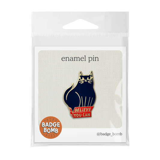 Badge Bomb - Believe You Can Black Cat Enamel Pin