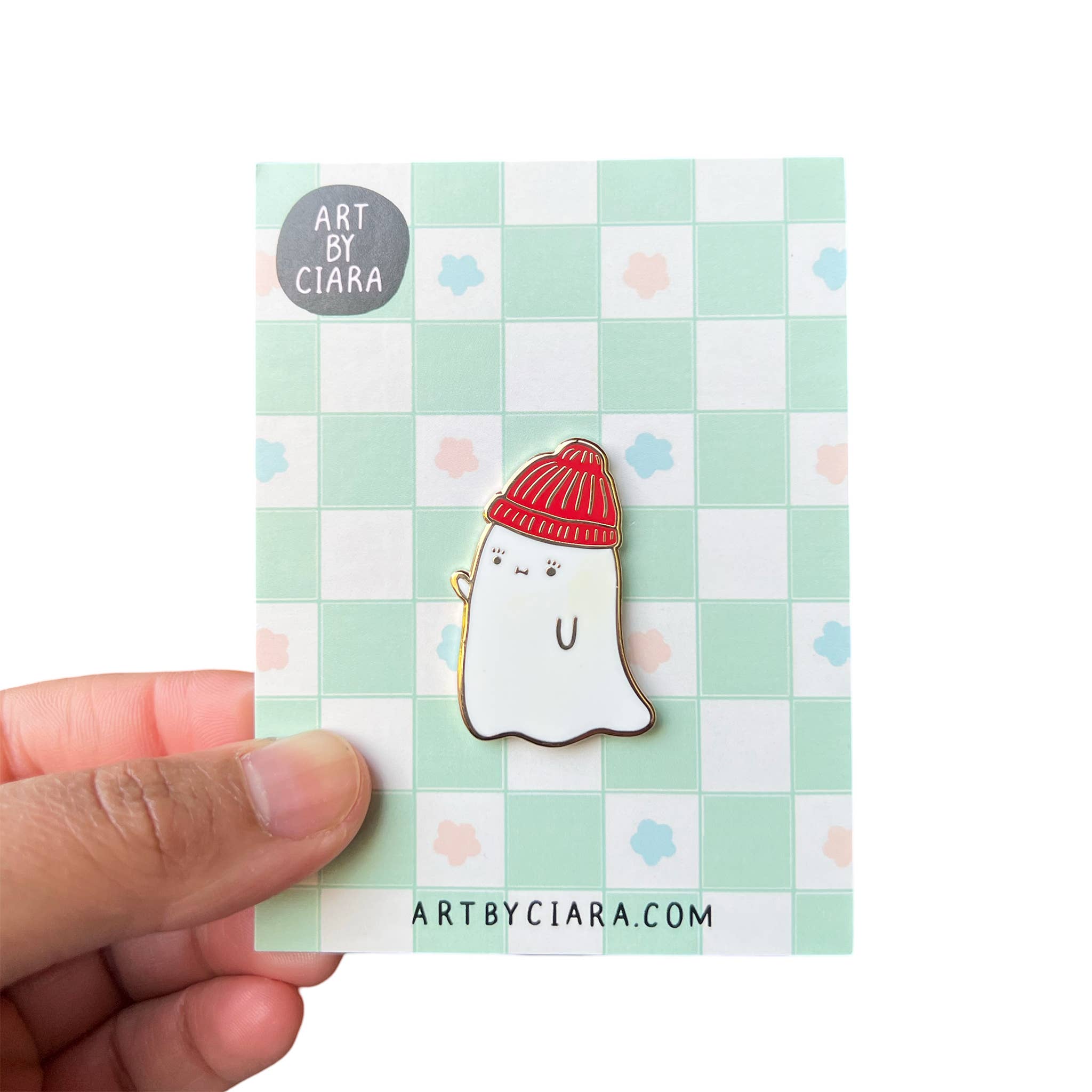 Art by Ciara - Ghost Beanie Enamel Pin