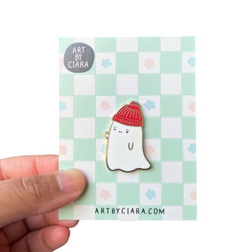 Art by Ciara - Ghost Beanie Enamel Pin