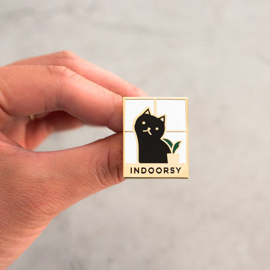 Everyday Olive - Indoorsy Pin: Black Cat / Gold