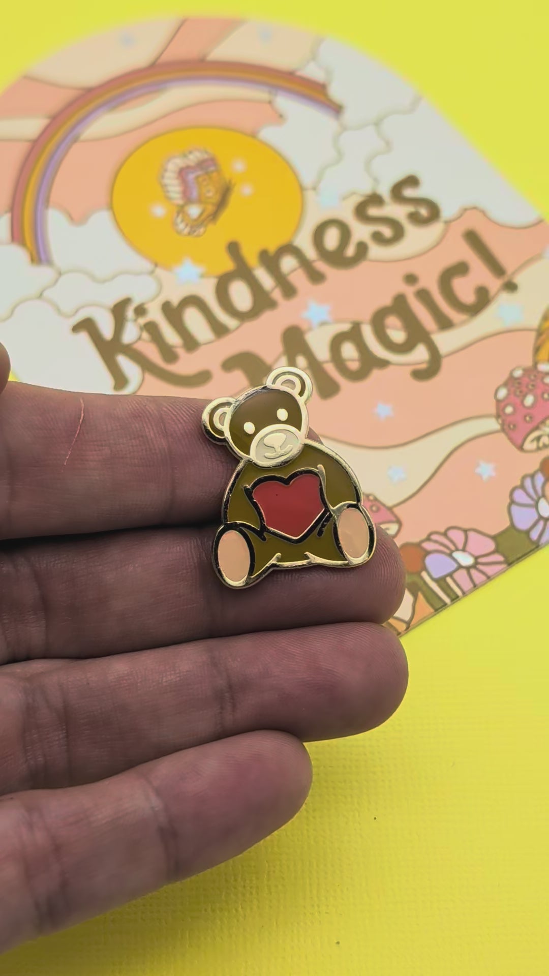 Teddy Bear hugging a heart pin video