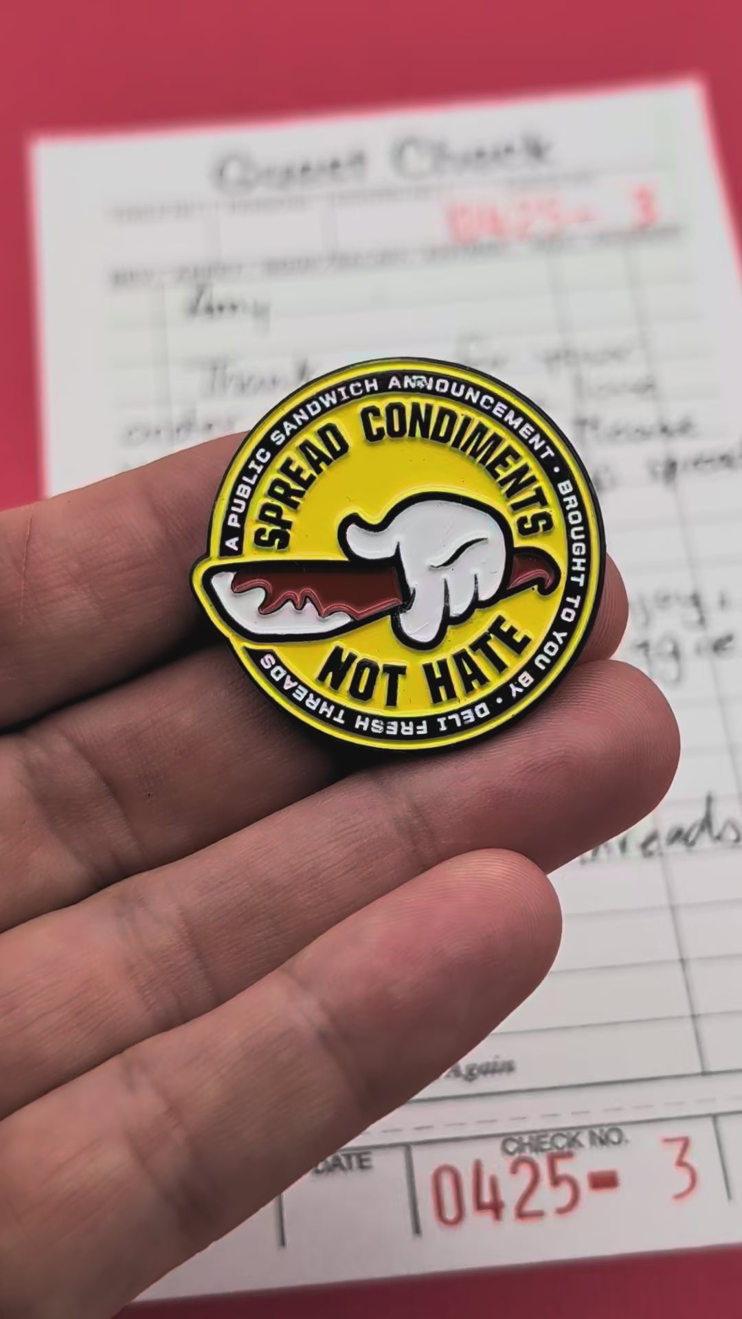 Spread Condiments not Hate Pin Video