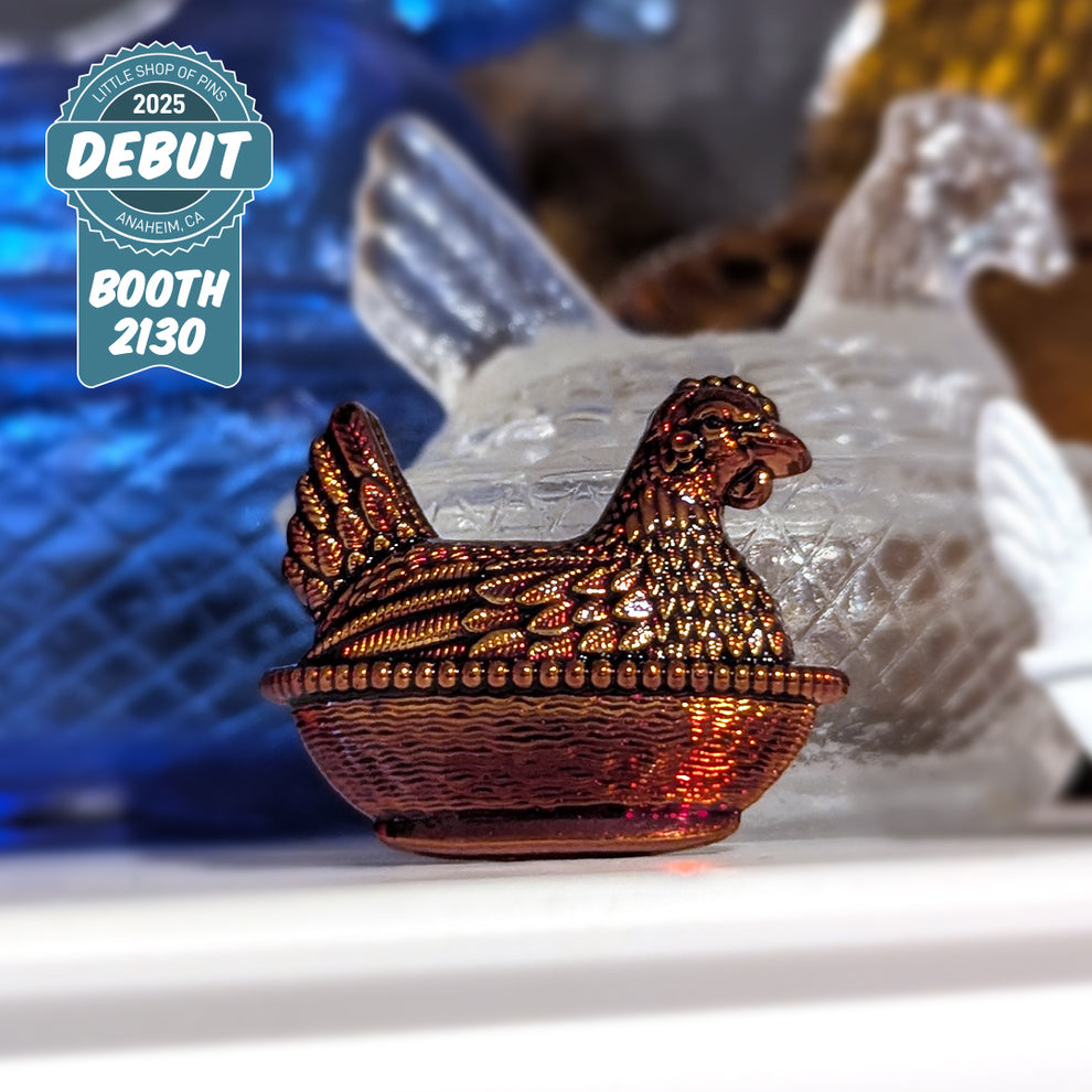 Antique Chicken Dish Pin - Amber