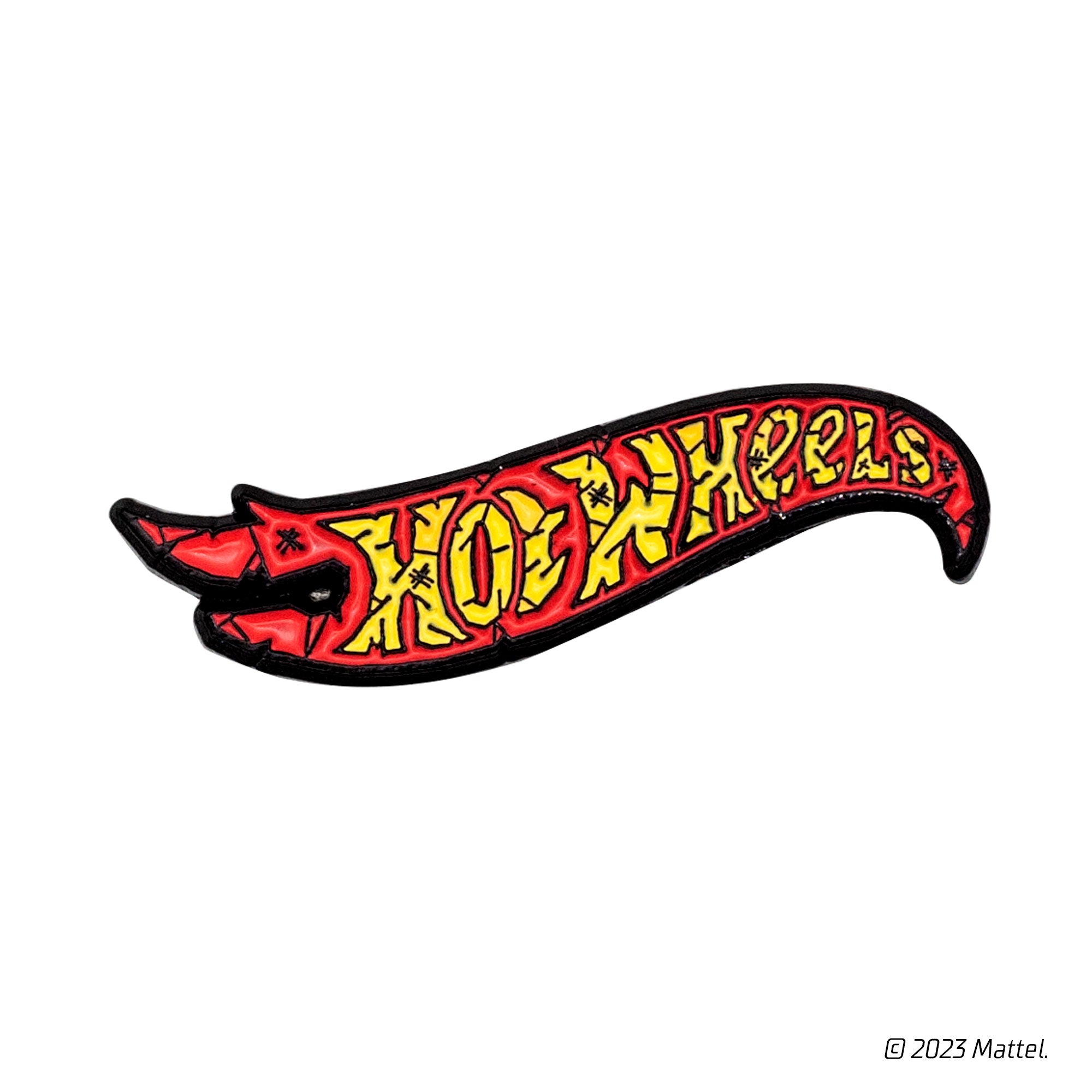 Hot Wheels Logo Enamel Pin, Red and Yellow