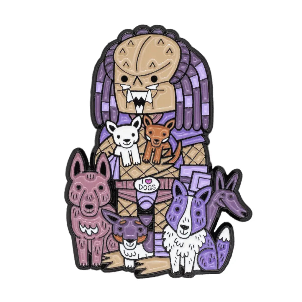 Predator huner is surrounded by his favorite dogs. 