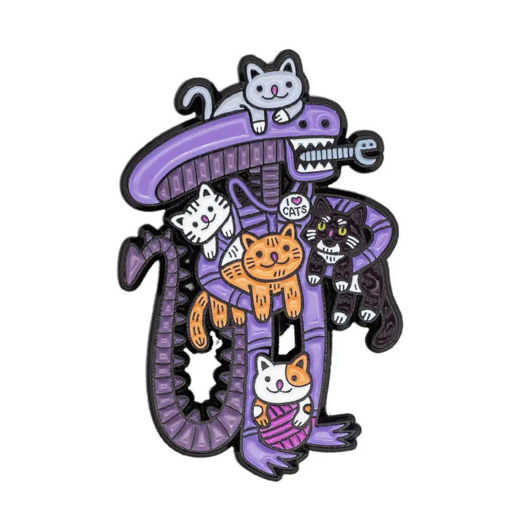 our favorite chest-bursting, acid-blooded Xenomorph is surrounded by his favorite new obsession; cats!