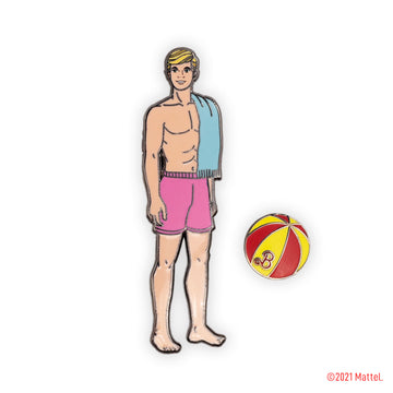 Malibu Ken with Beach Ball Enamel Pin Set