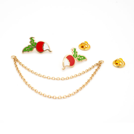 Radish Enamel Pin Set with Removable Chains